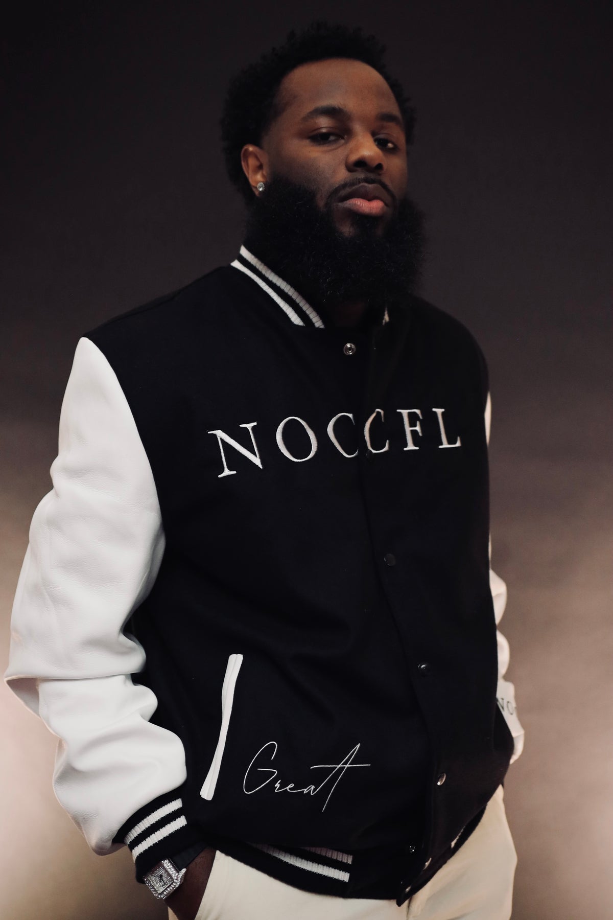 Noccfl Leather Varsity Jacket