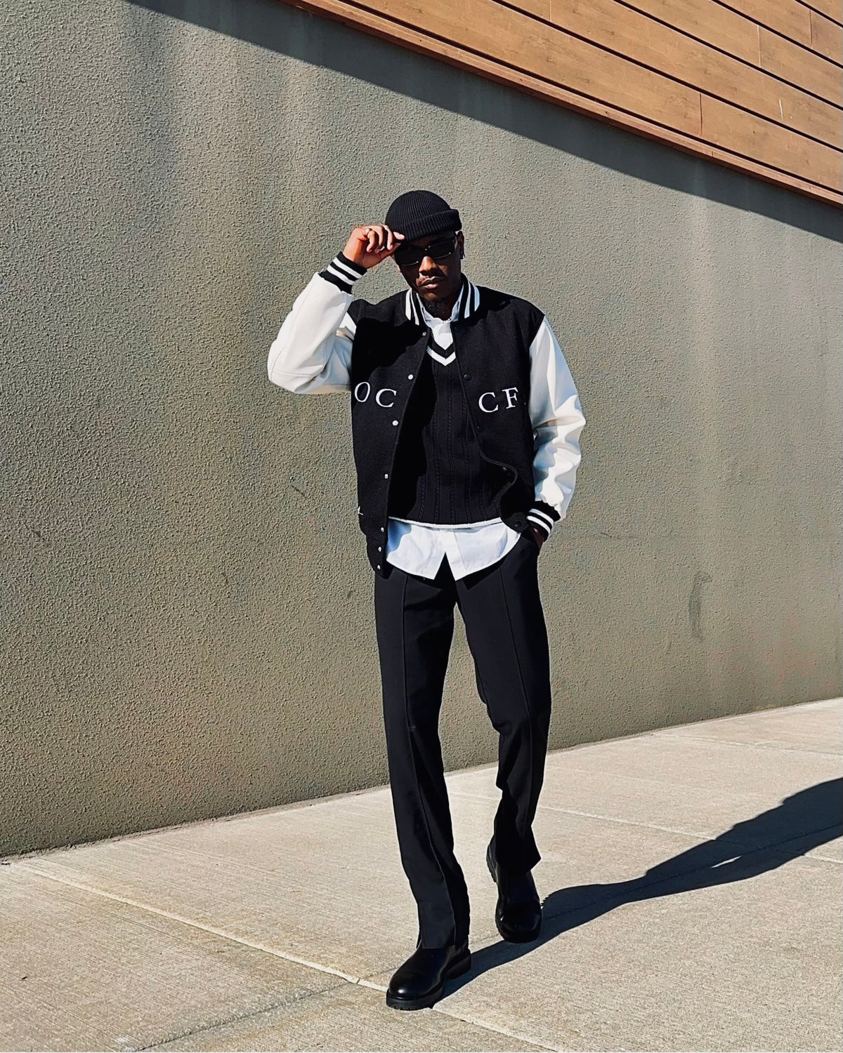 Noccfl Leather Varsity Jacket